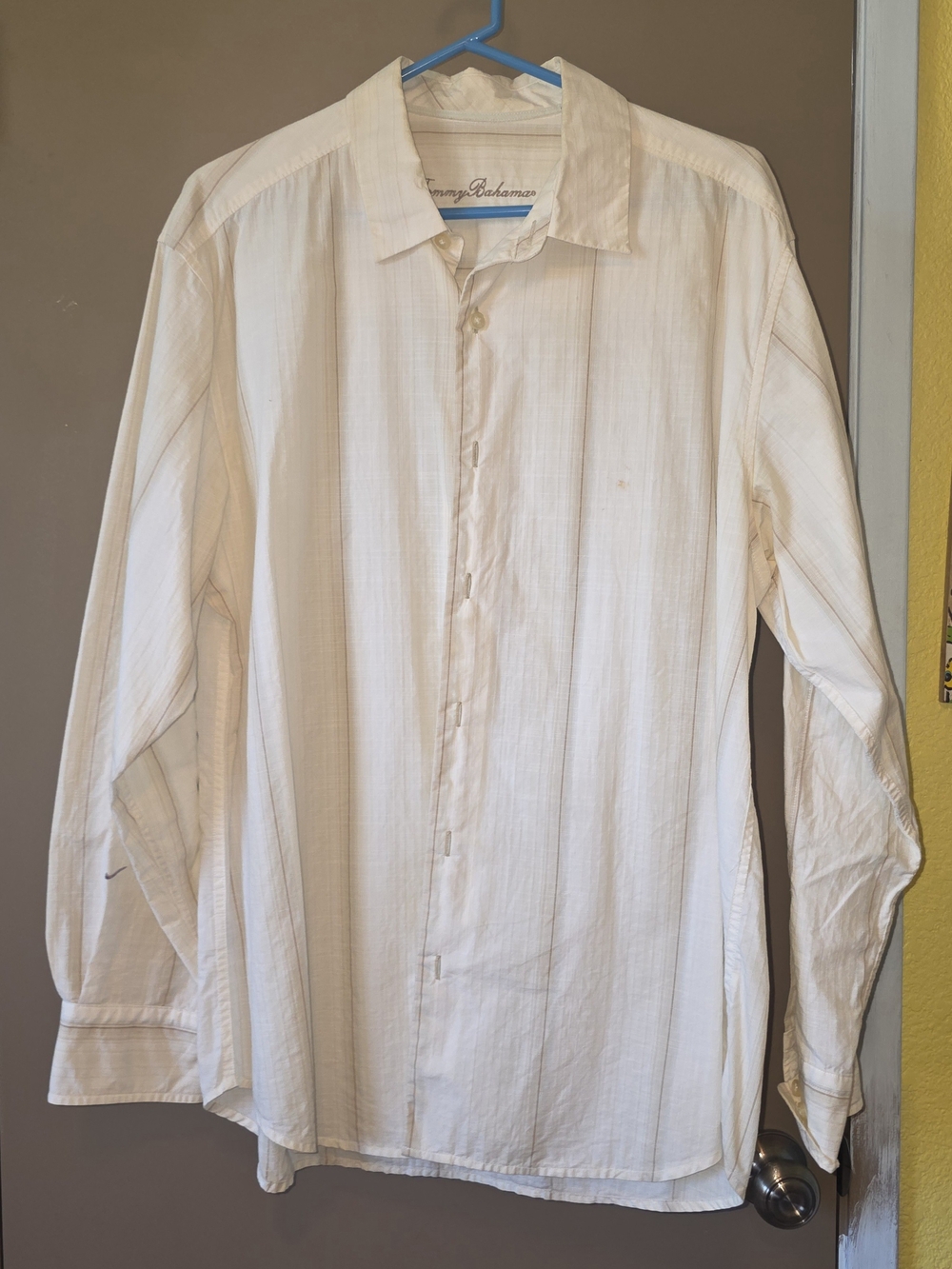 Tommy Bahama Men's Off-White Long-Sleeve Button-Down Shirt